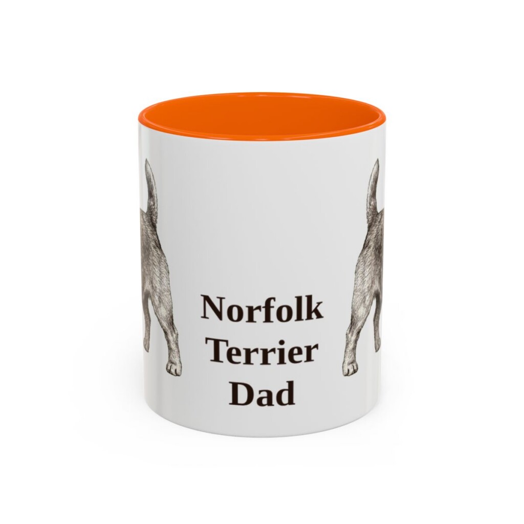 11oz Norfolk Terrier Dog Dad Mug, Orange, front view