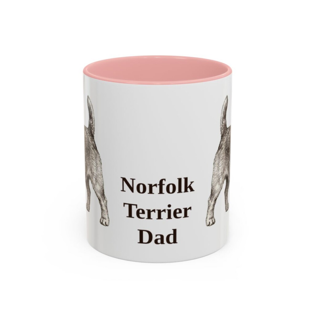11oz Norfolk Terrier Dog Dad Mug, Pink, front view