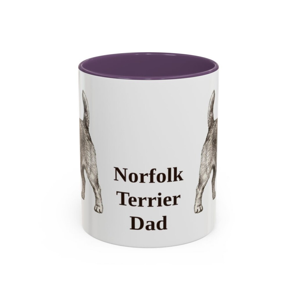 11oz Norfolk Terrier Dog Dad Mug, Purple, front view