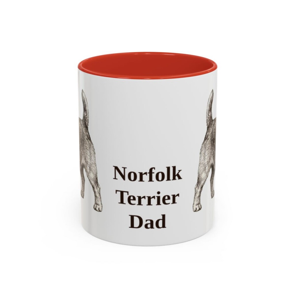 11oz Norfolk Terrier Dog Dad Mug, Red, front view