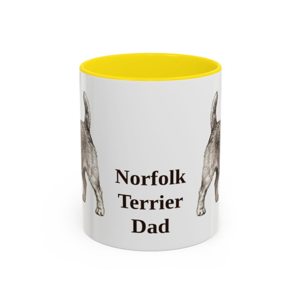 11oz Norfolk Terrier Dog Dad Mug, Yellow, front view