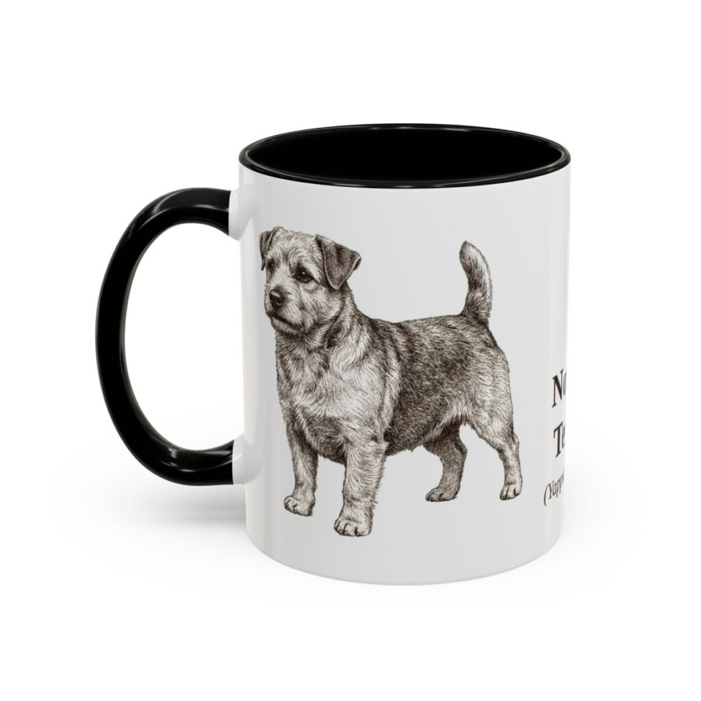 11oz Norfolk Terrier Latin Mug, Black, left side view