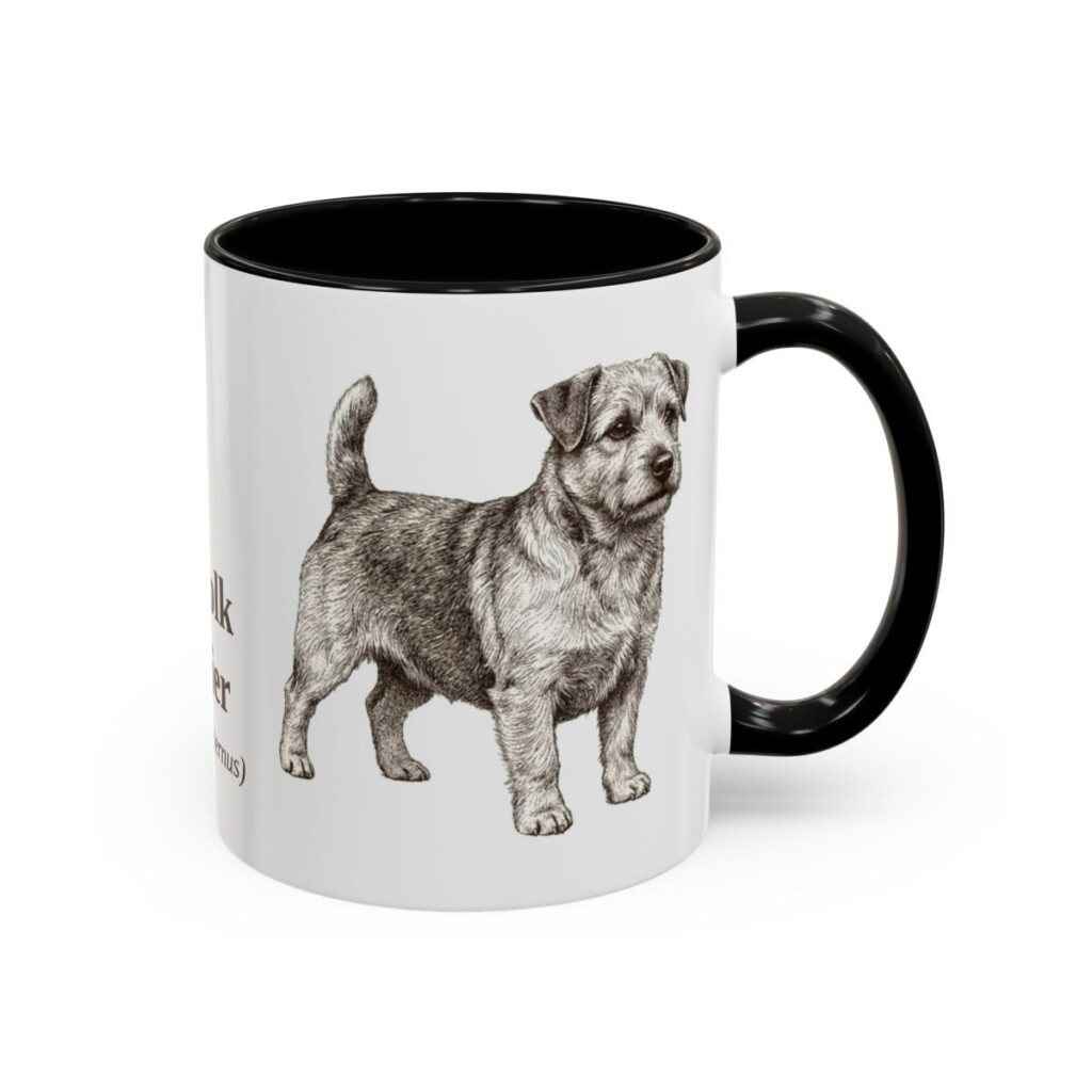 11oz Norfolk Terrier Latin Mug, Black, right side view