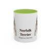 11oz Norfolk Terrier Latin Mug, Light Green, front view