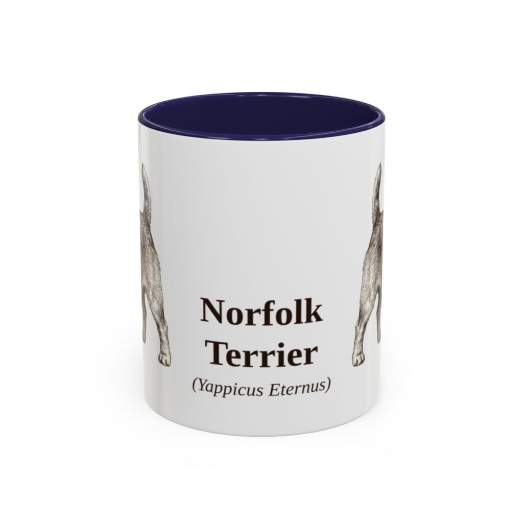 11oz Norfolk Terrier Latin Mug, Navy, front view