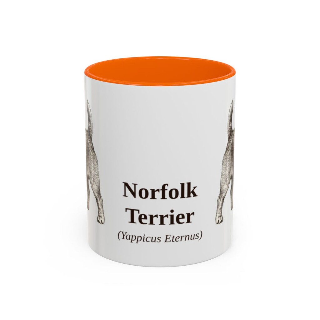 11oz Norfolk Terrier Latin Mug, Orange, front view