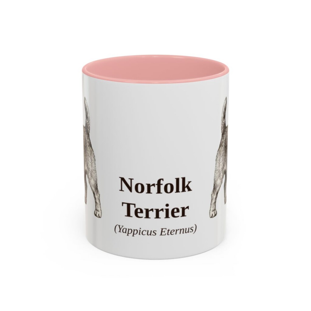 11oz Norfolk Terrier Latin Mug, Pink, front view