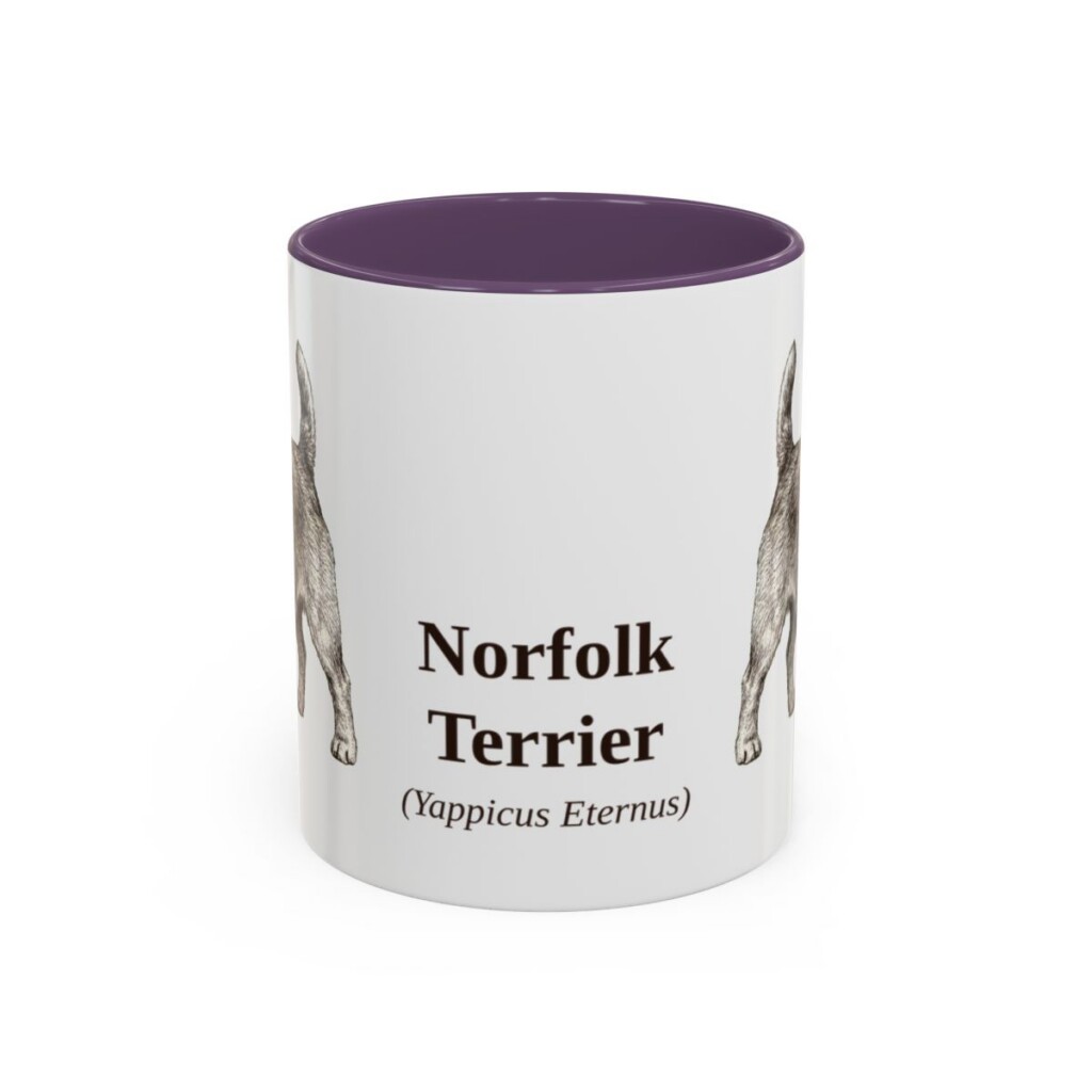 11oz Norfolk Terrier Latin Mug, Purple, front view