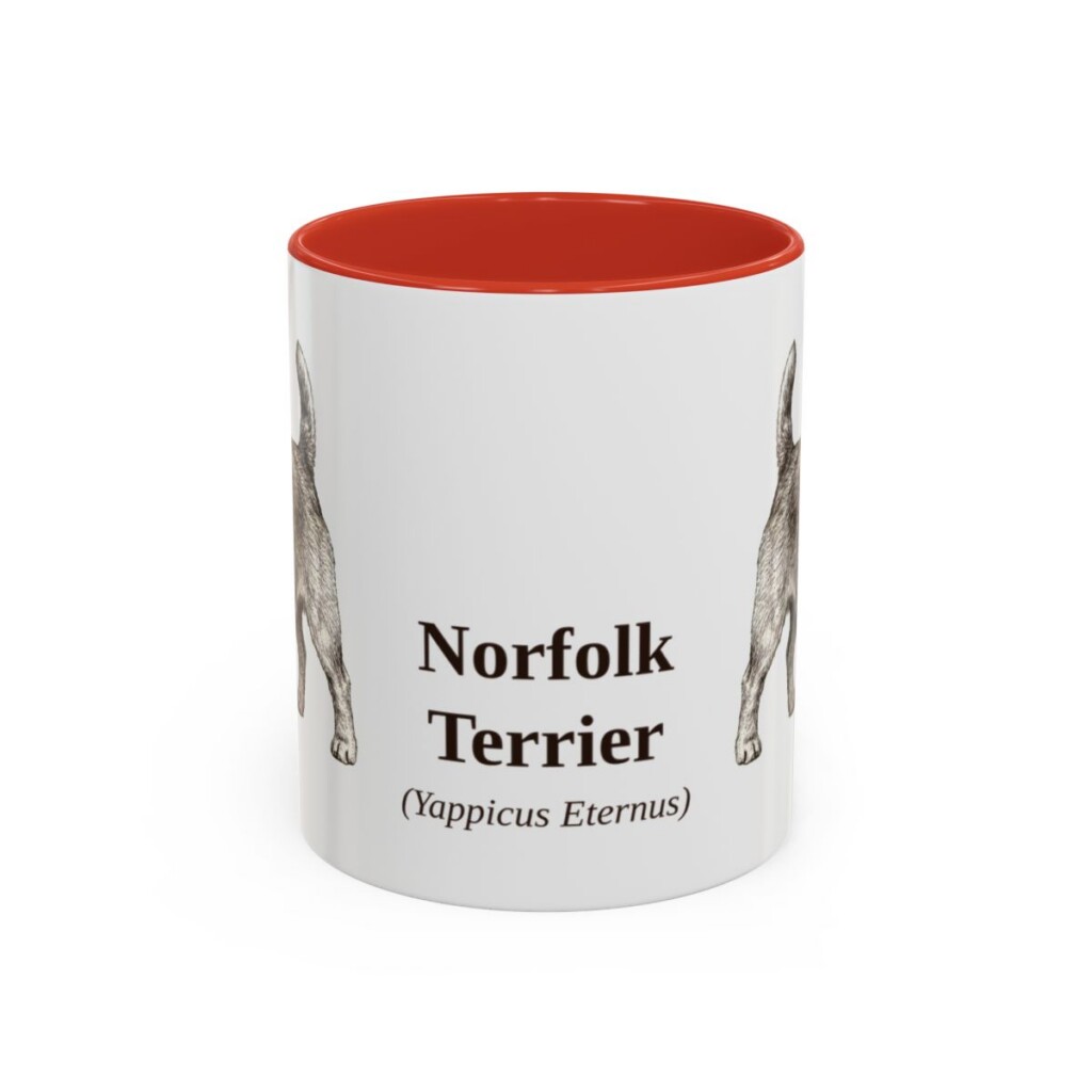 11oz Norfolk Terrier Latin Mug, Red, front view