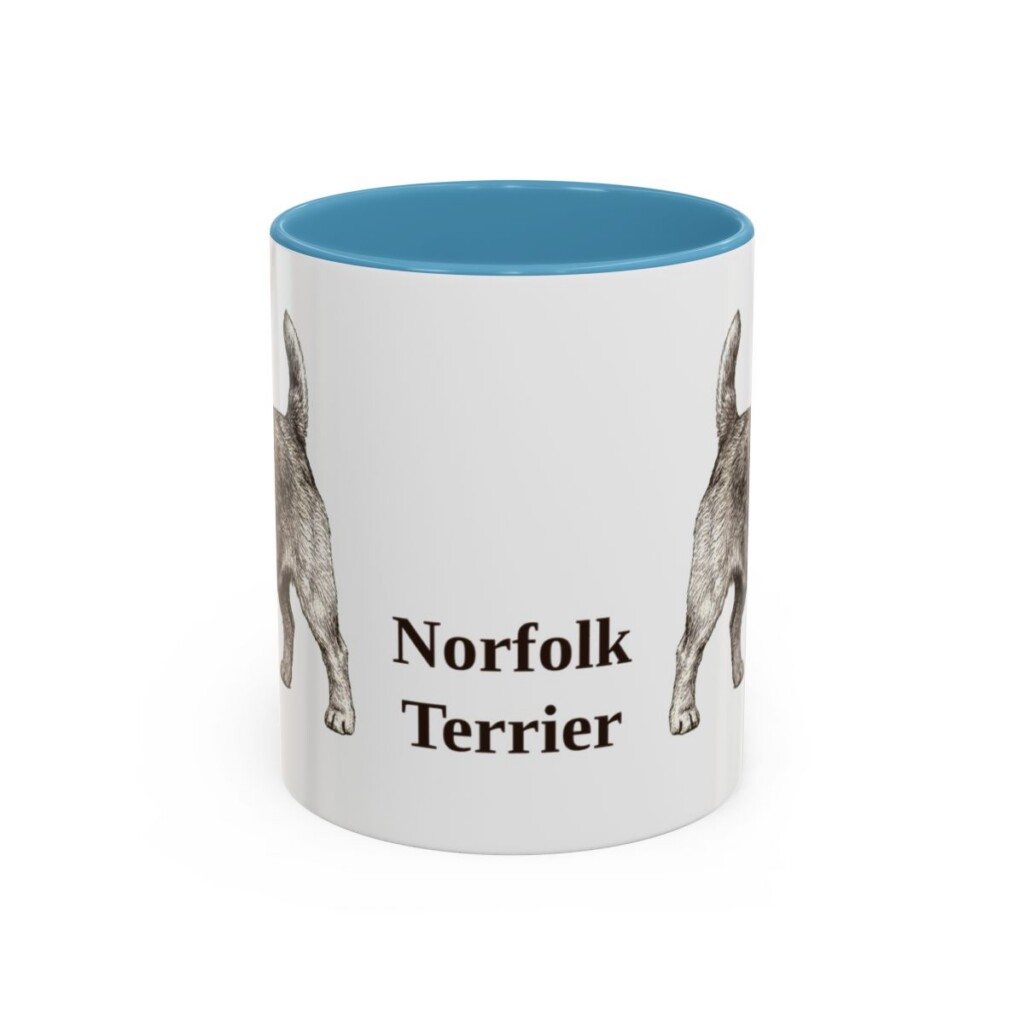 11oz Norfolk Terrier Mug, Light Blue, front view