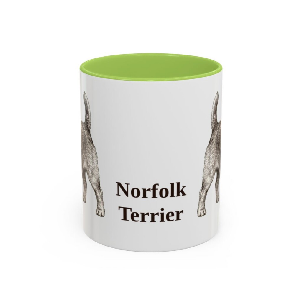 11oz Norfolk Terrier Mug, Light Green, front view