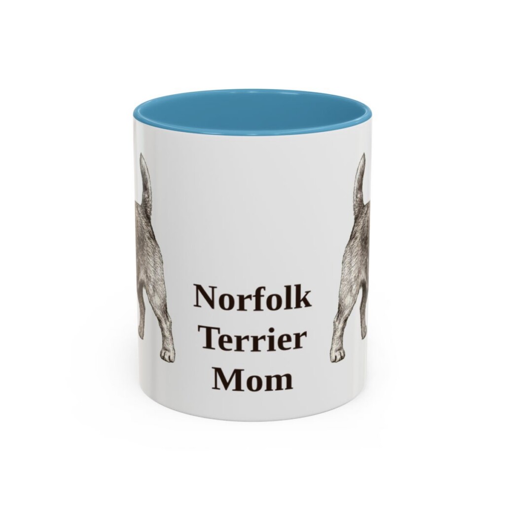 11oz Norfolk Terrier Dog Mom Mug, Light Blue, front view