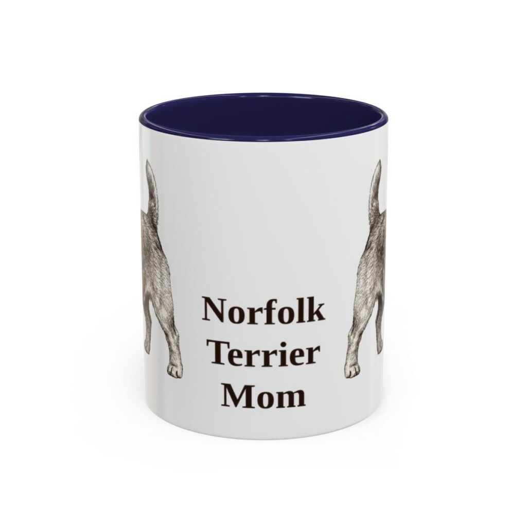 11oz Norfolk Terrier Dog Mom Mug, Navy, front view