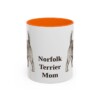 11oz Norfolk Terrier Dog Mom Mug, Orange, front view