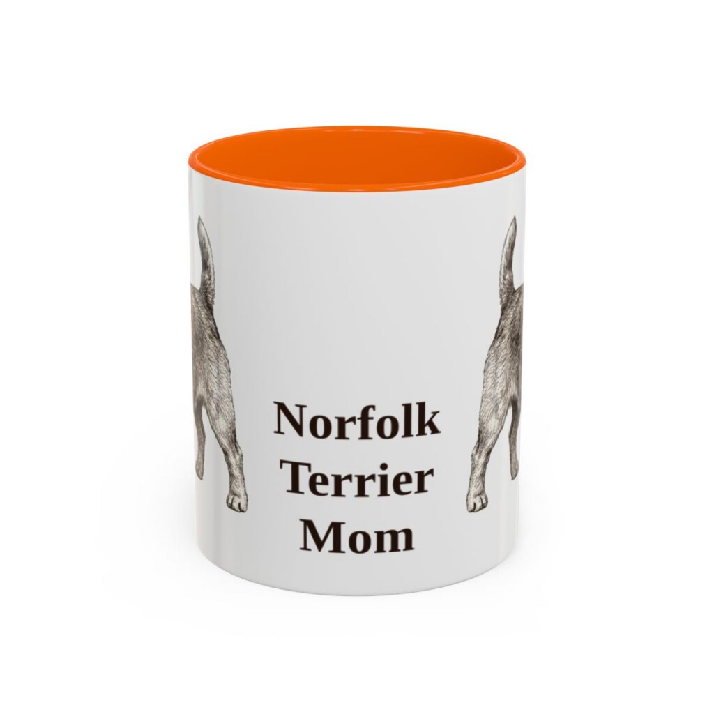11oz Norfolk Terrier Dog Mom Mug, Orange, front view