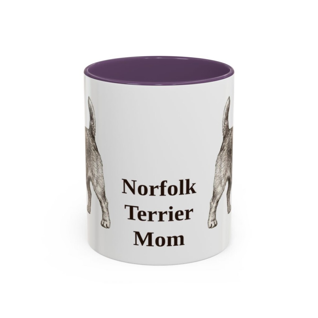 11oz Norfolk Terrier Dog Mom Mug, Purple, front view