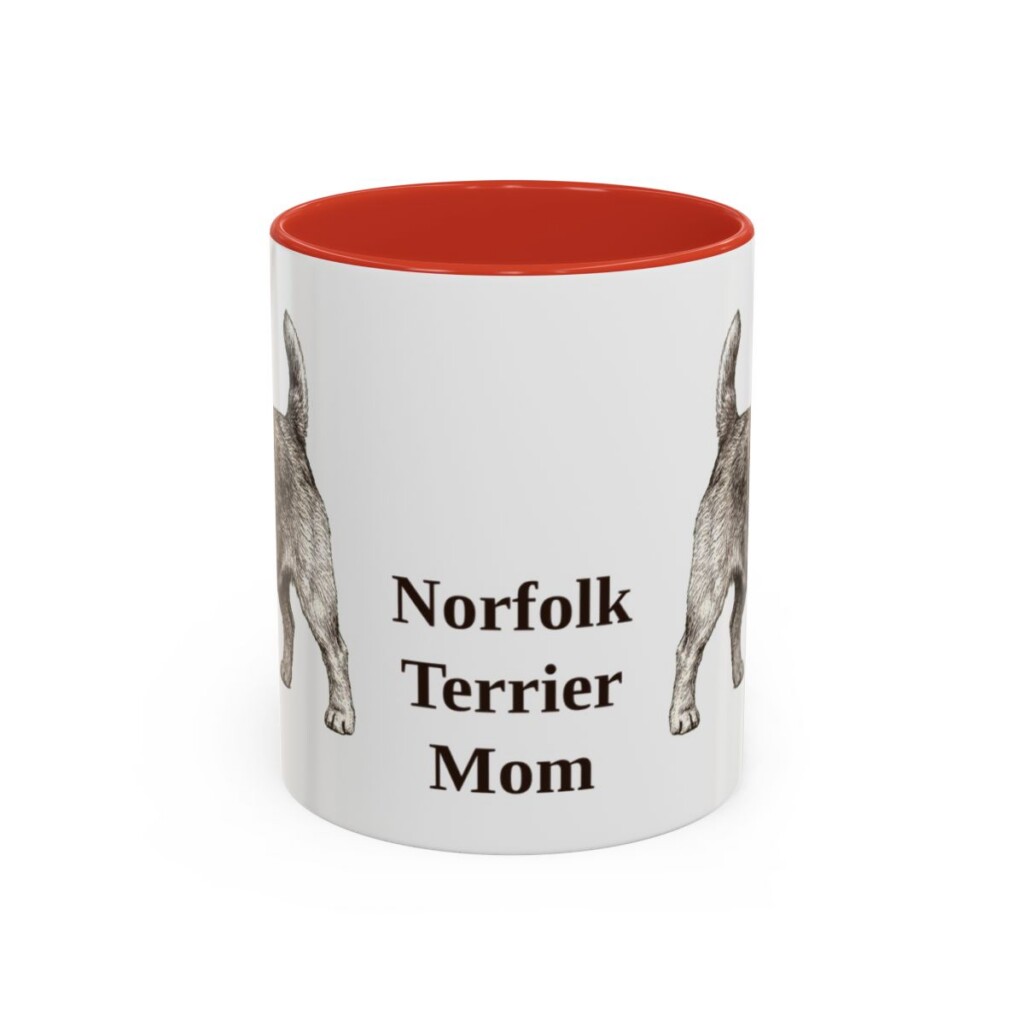 11oz Norfolk Terrier Dog Mom Mug, Red, front view