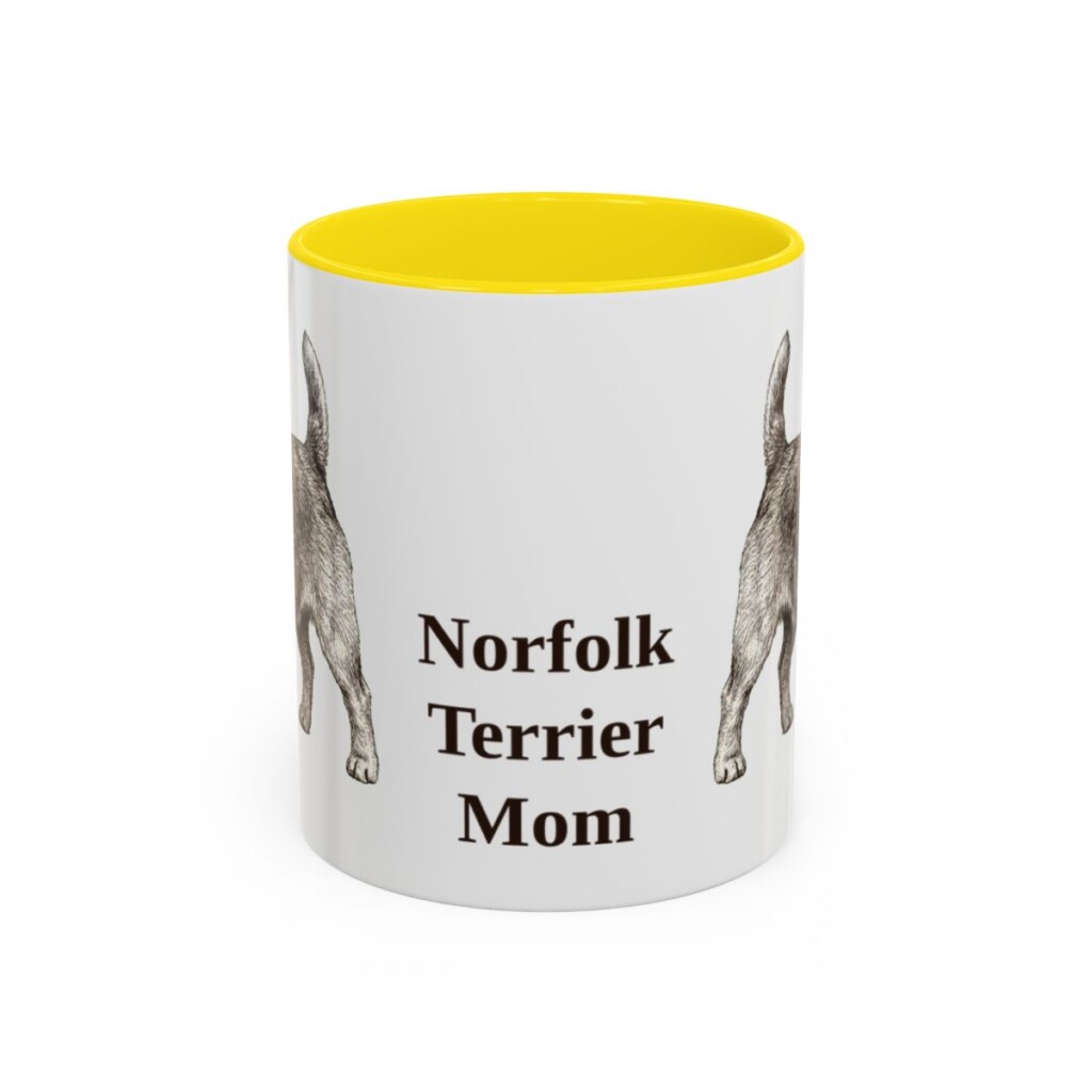 11oz Norfolk Terrier Dog Mom Mug, Yellow, front view