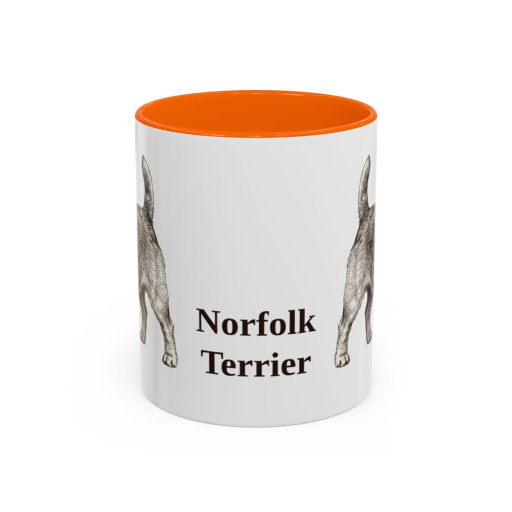 11oz Norfolk Terrier Mug, Orange, front view