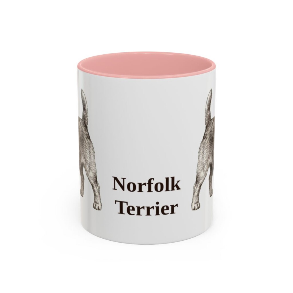 11oz Norfolk Terrier Mug, Pink, front view