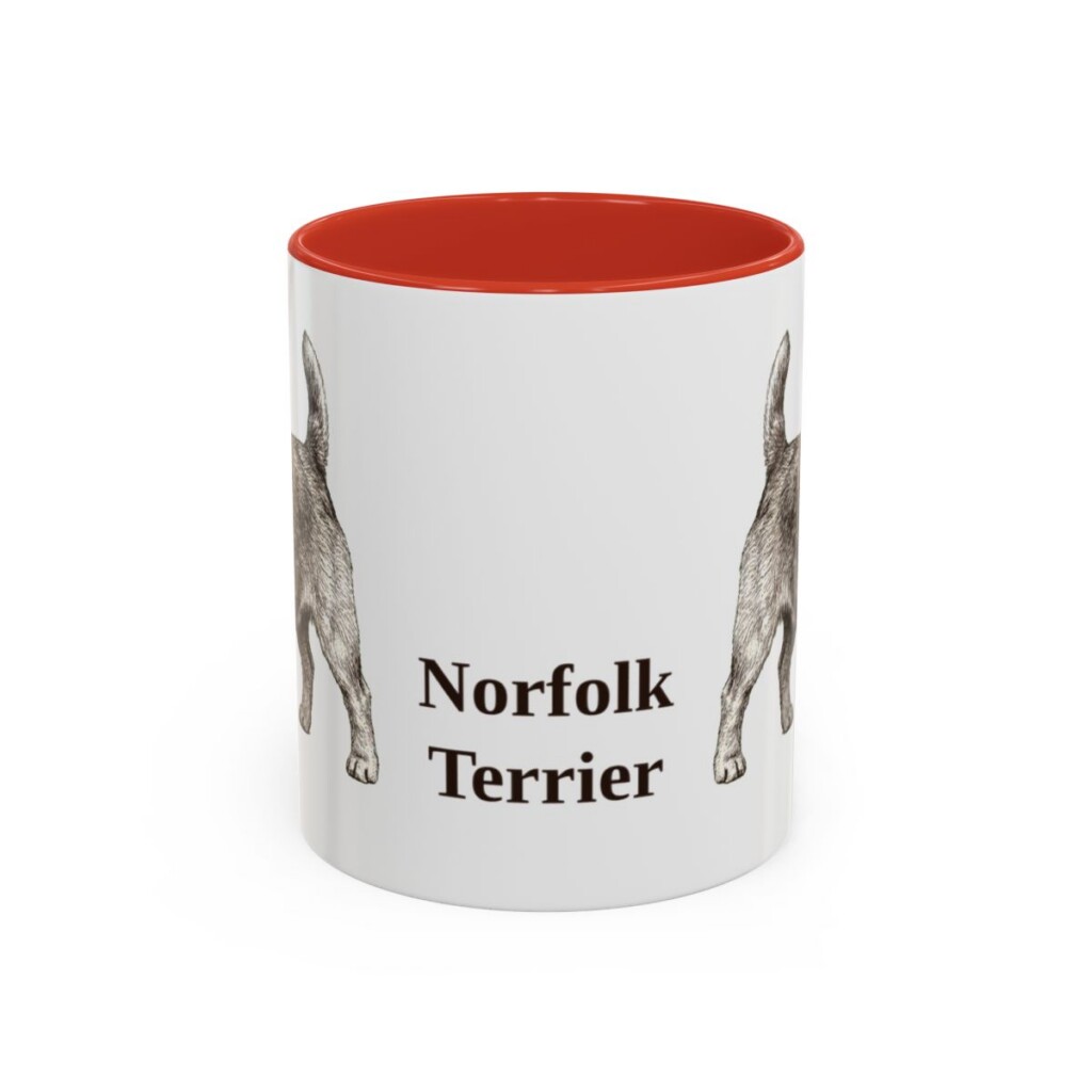 11oz Norfolk Terrier Mug, Red, front view