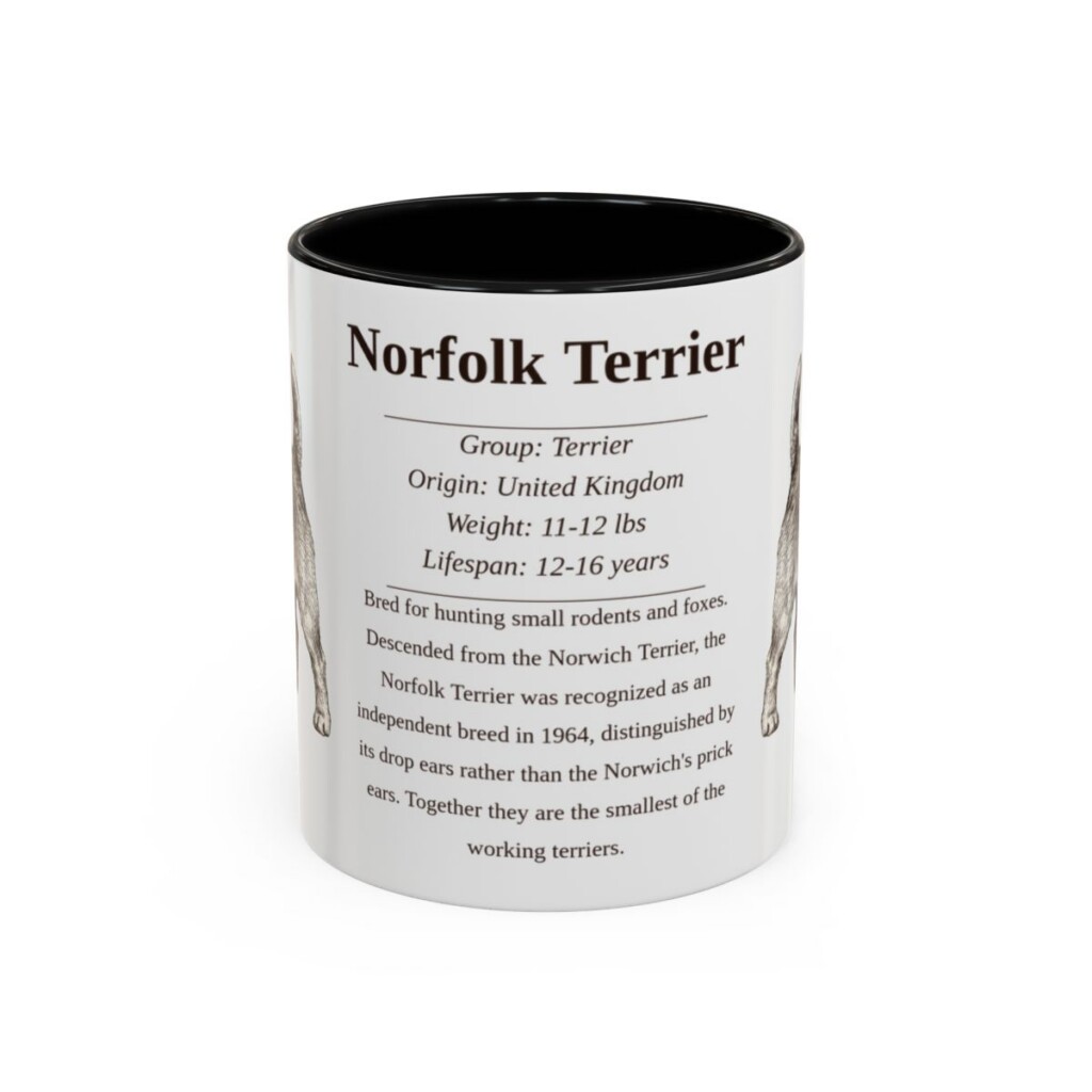 11oz Norfolk Terrier Mug, Black, front view