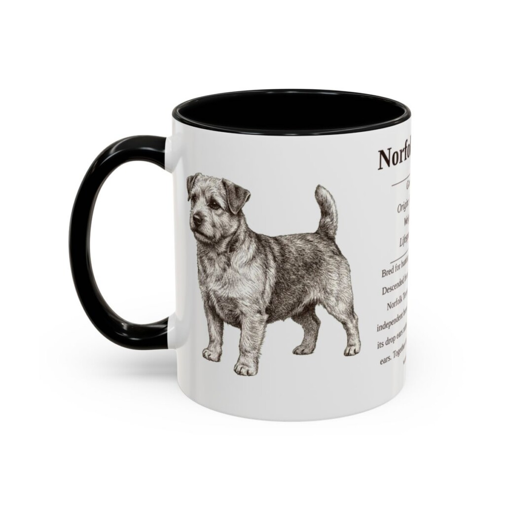 11oz Norfolk Terrier Mug, Black, left side view