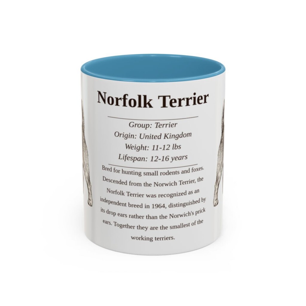 11oz Norfolk Terrier Mug, Light Blue, front view
