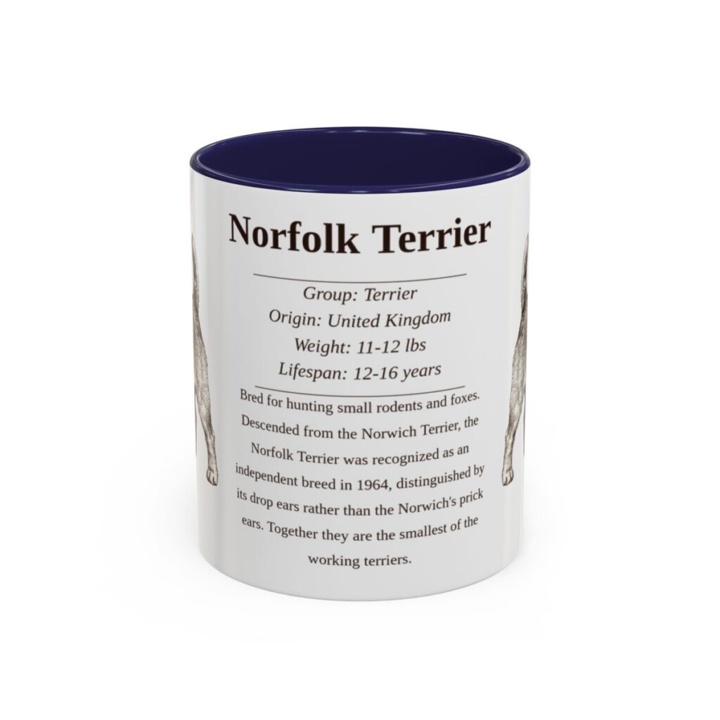 11oz Norfolk Terrier Mug, Navy, front view