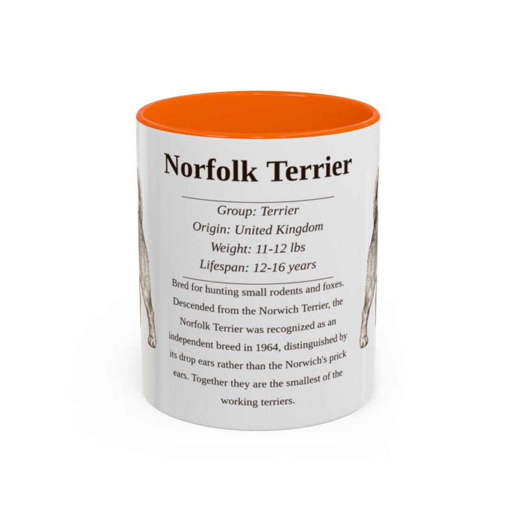 11oz Norfolk Terrier Mug, Orange, front view