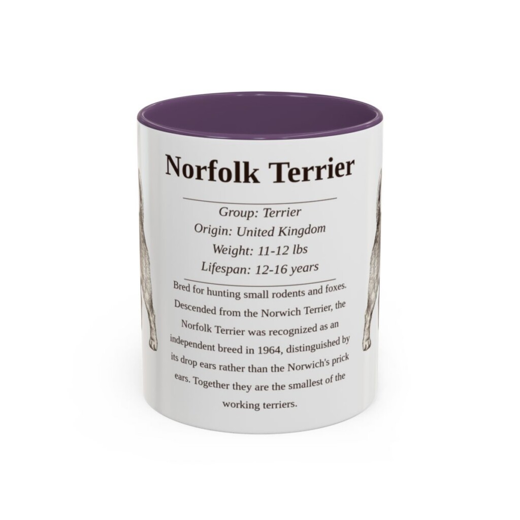 11oz Norfolk Terrier Mug, Purple, front view