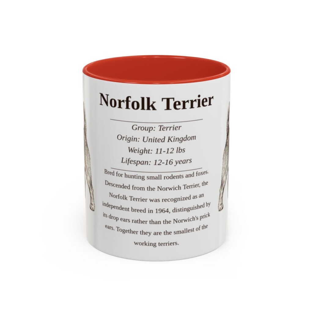 11oz Norfolk Terrier Mug, Red, front view