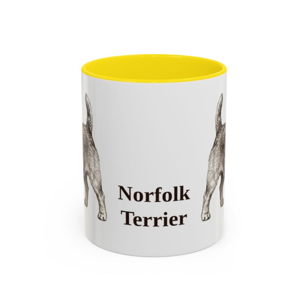 11oz Norfolk Terrier Mug, Yellow, front view