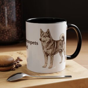 11oz Norrbottenspets Dog Dad Mug, Black, lifestyle photo