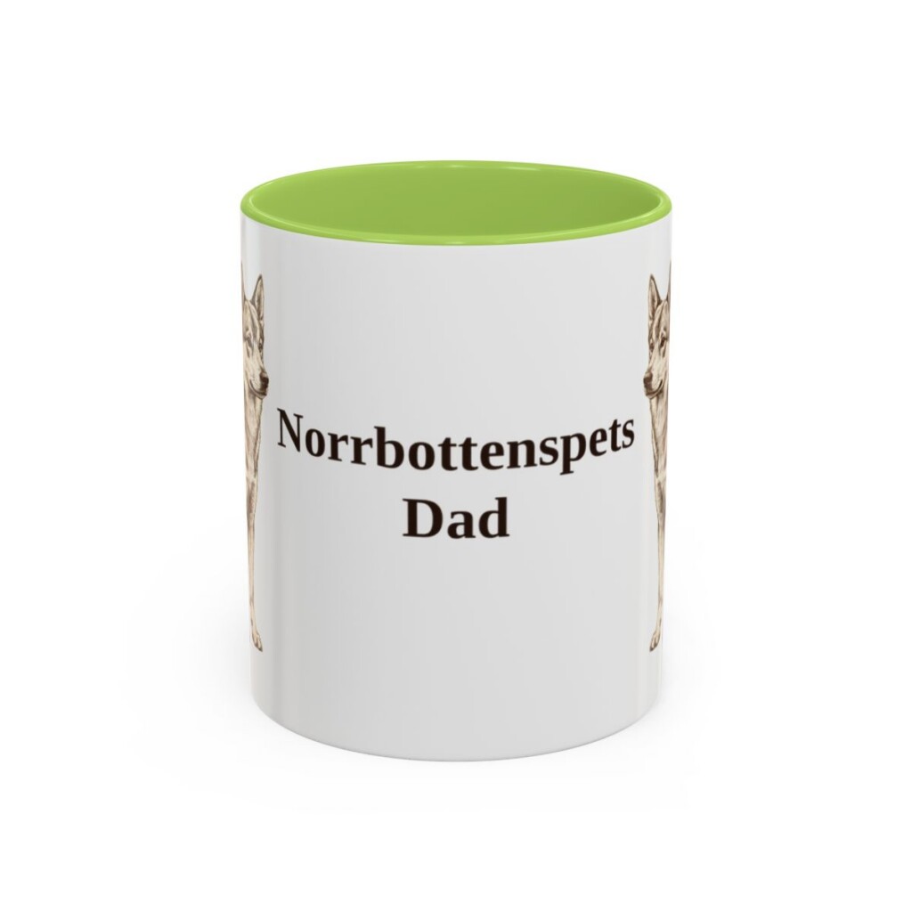 11oz-norrbottenspets-mug-dad-light-green 11oz Norrbottenspets Dog Dad Mug, Light Green, front view