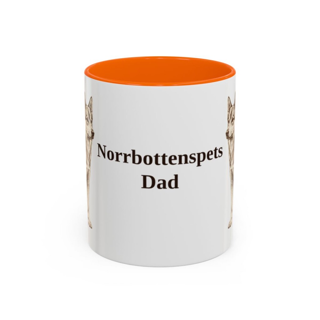 11oz-norrbottenspets-mug-dad-orange 11oz Norrbottenspets Dog Dad Mug, Orange, front view