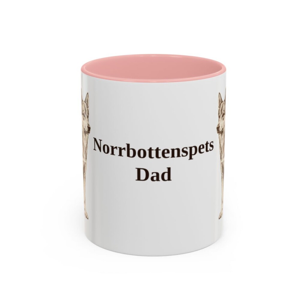 11oz-norrbottenspets-mug-dad-pink 11oz Norrbottenspets Dog Dad Mug, Pink, front view