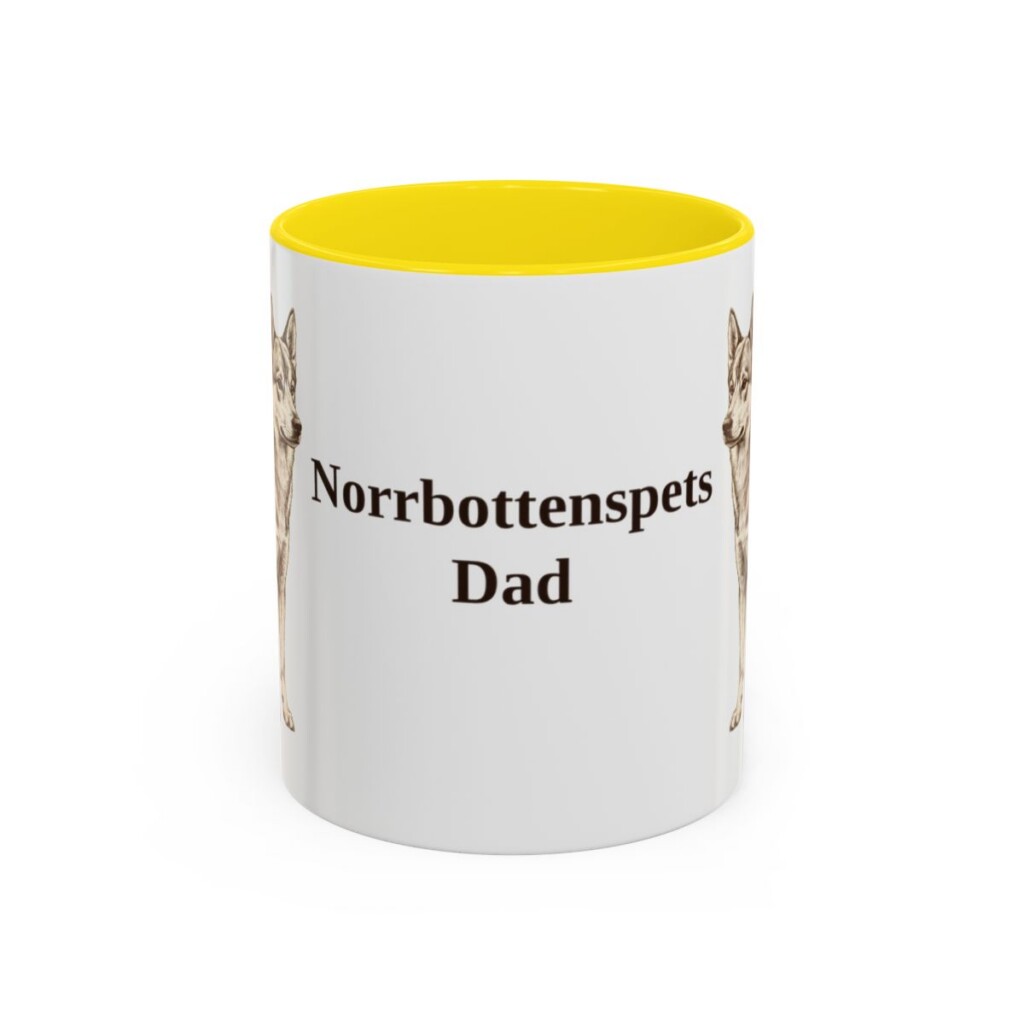 11oz-norrbottenspets-mug-dad-yellow 11oz Norrbottenspets Dog Dad Mug, Yellow, front view