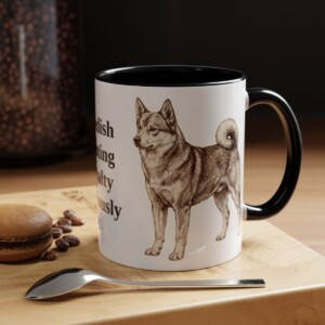 11oz Funny Norrbottenspets Mug, Black, lifestyle photo