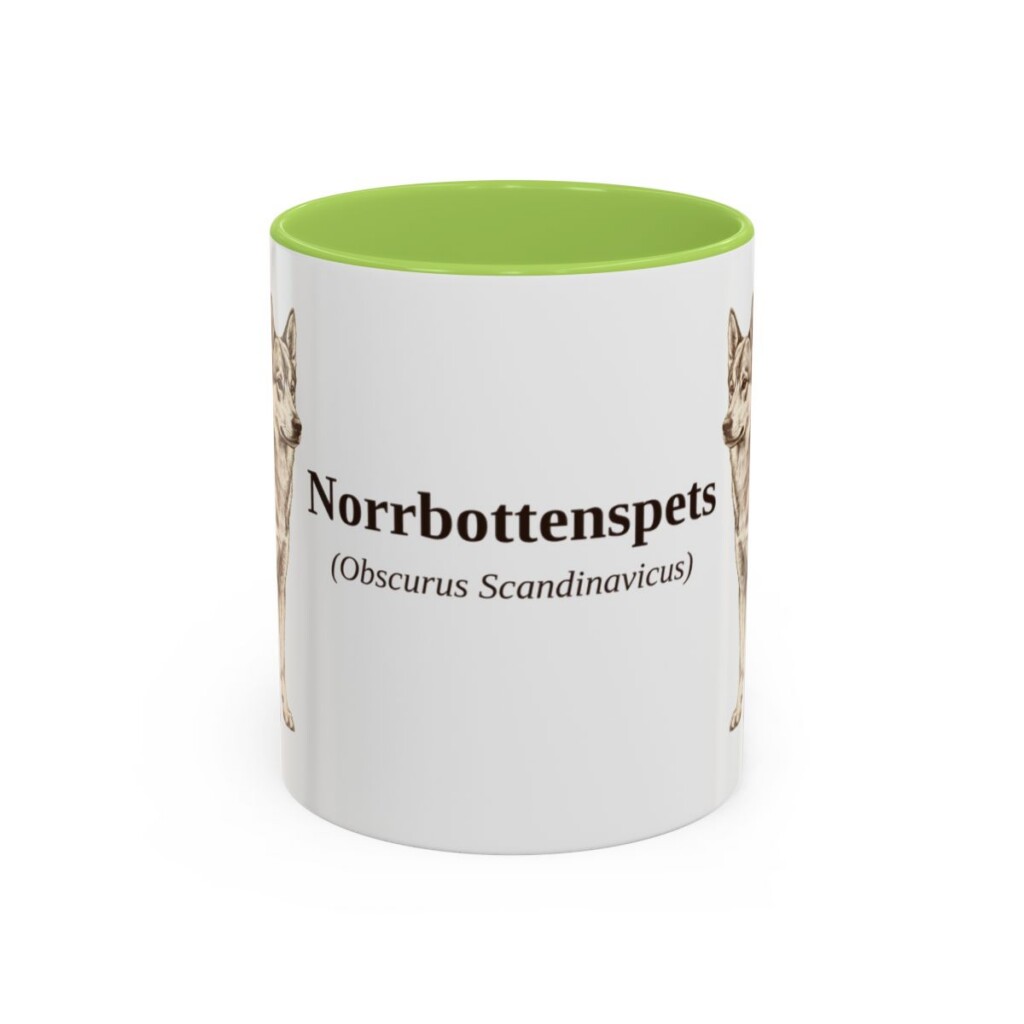 11oz Norrbottenspets Latin Mug, Light Green, front view