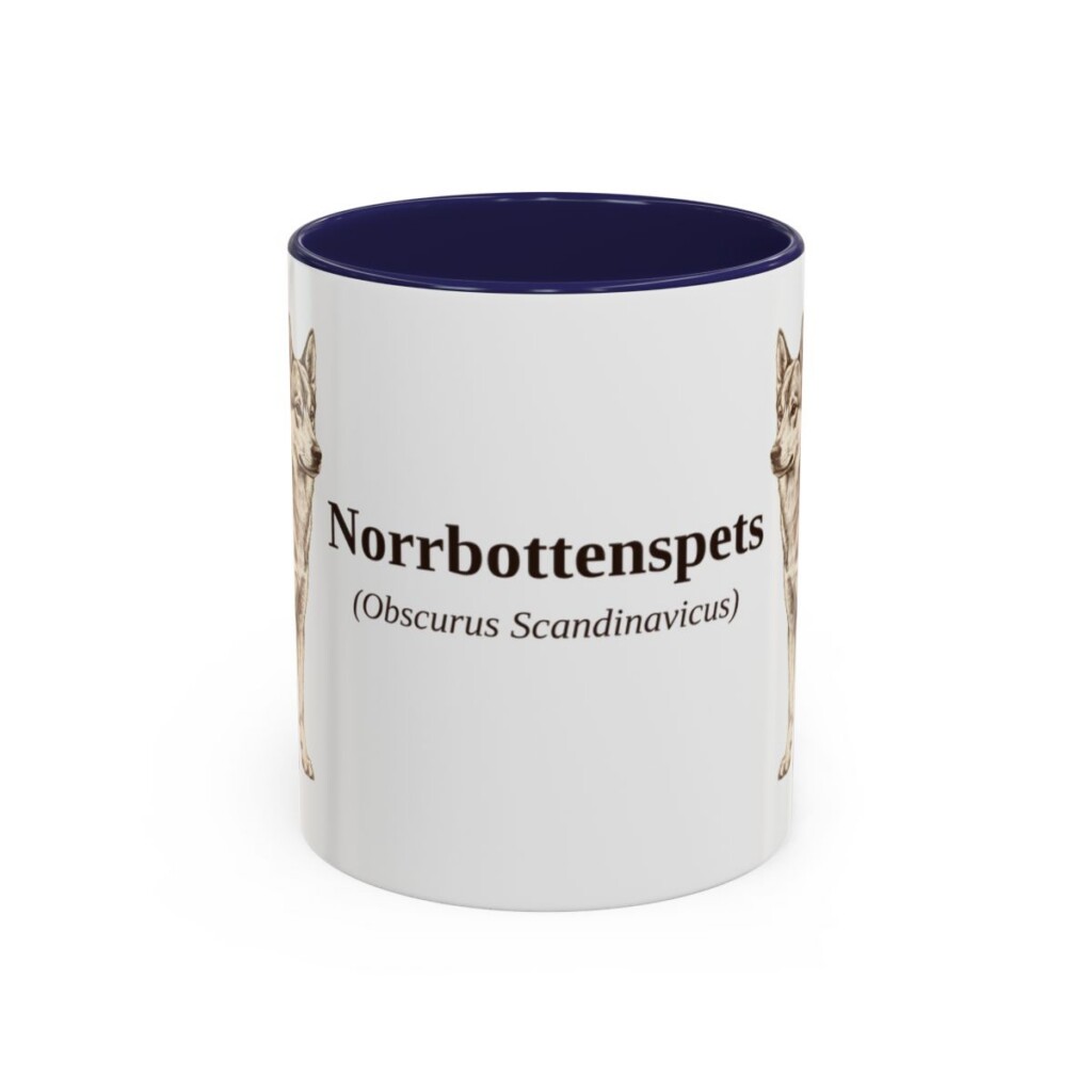 11oz Norrbottenspets Latin Mug, Navy, front view