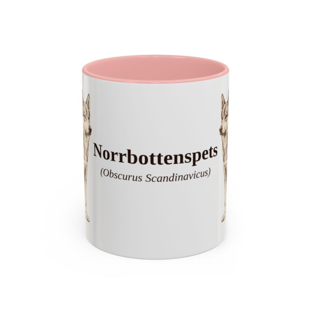 11oz Norrbottenspets Latin Mug, Pink, front view