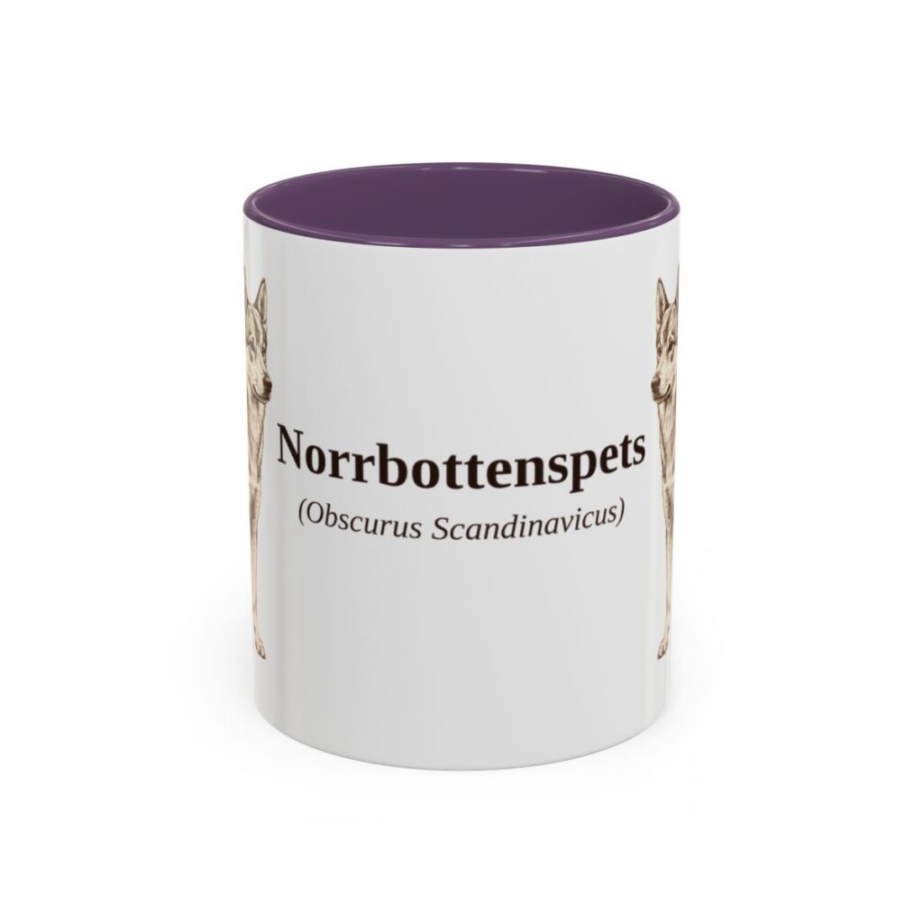 11oz Norrbottenspets Latin Mug, Purple, front view