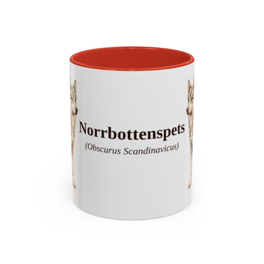 11oz Norrbottenspets Latin Mug, Red, front view