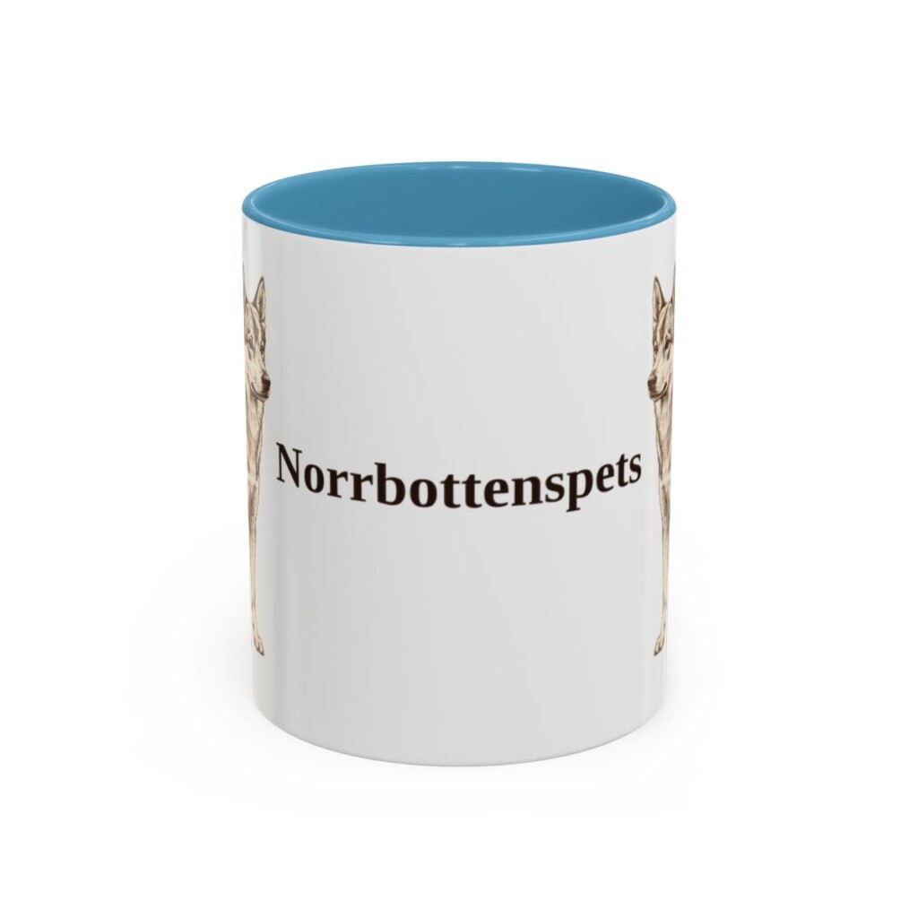 11oz Norrbottenspets Mug, Light Blue, front view