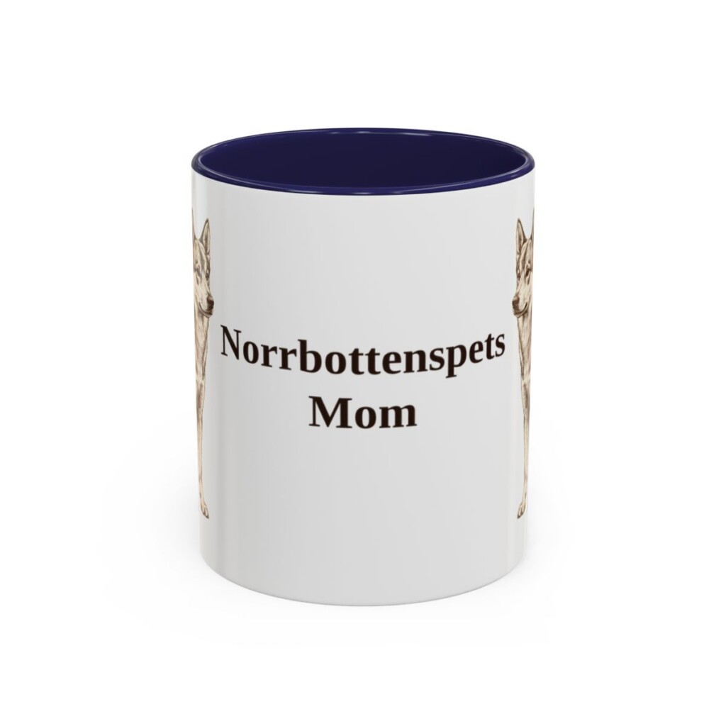 11oz-norrbottenspets-mug-mom-navy 11oz Norrbottenspets Dog Mom Mug, Navy, front view