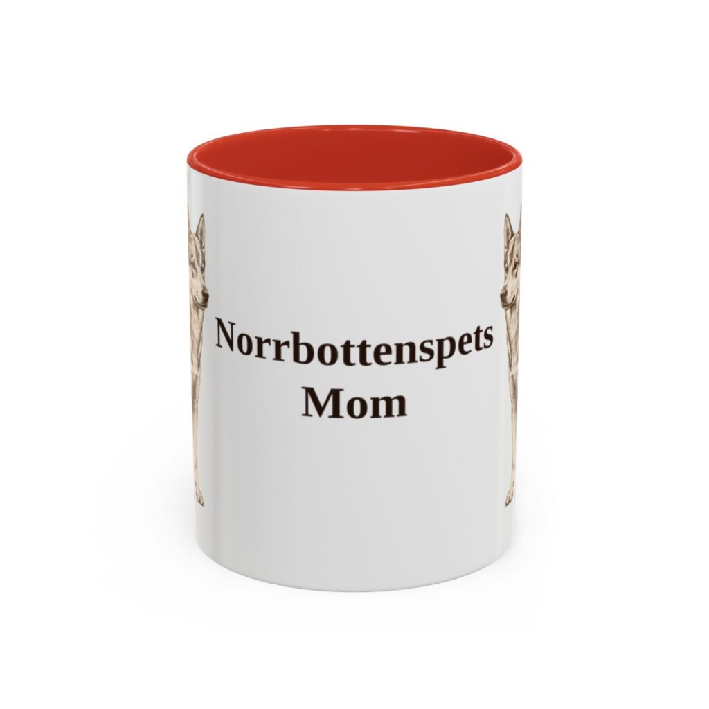 11oz-norrbottenspets-mug-mom-red 11oz Norrbottenspets Dog Mom Mug, Red, front view