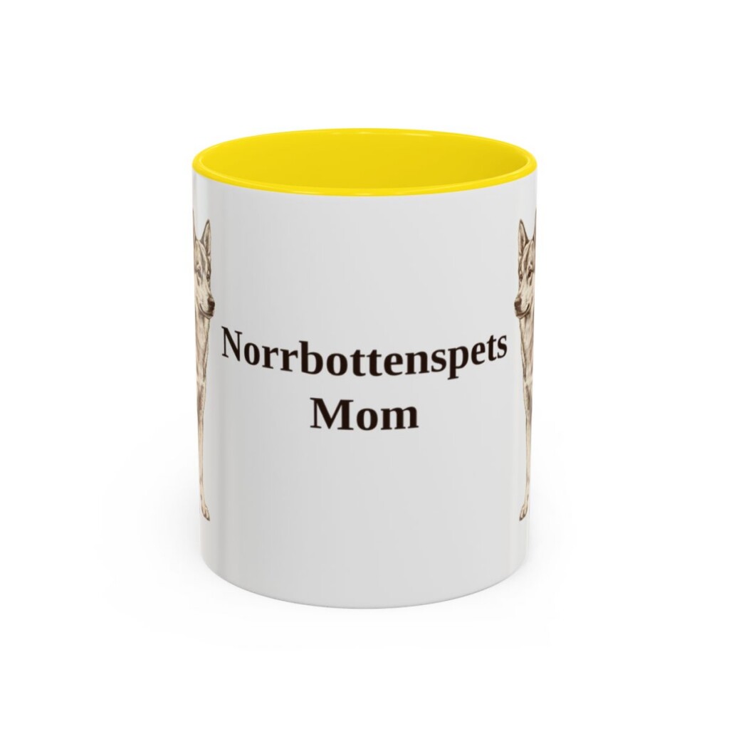 11oz-norrbottenspets-mug-mom-yellow 11oz Norrbottenspets Dog Mom Mug, Yellow, front view