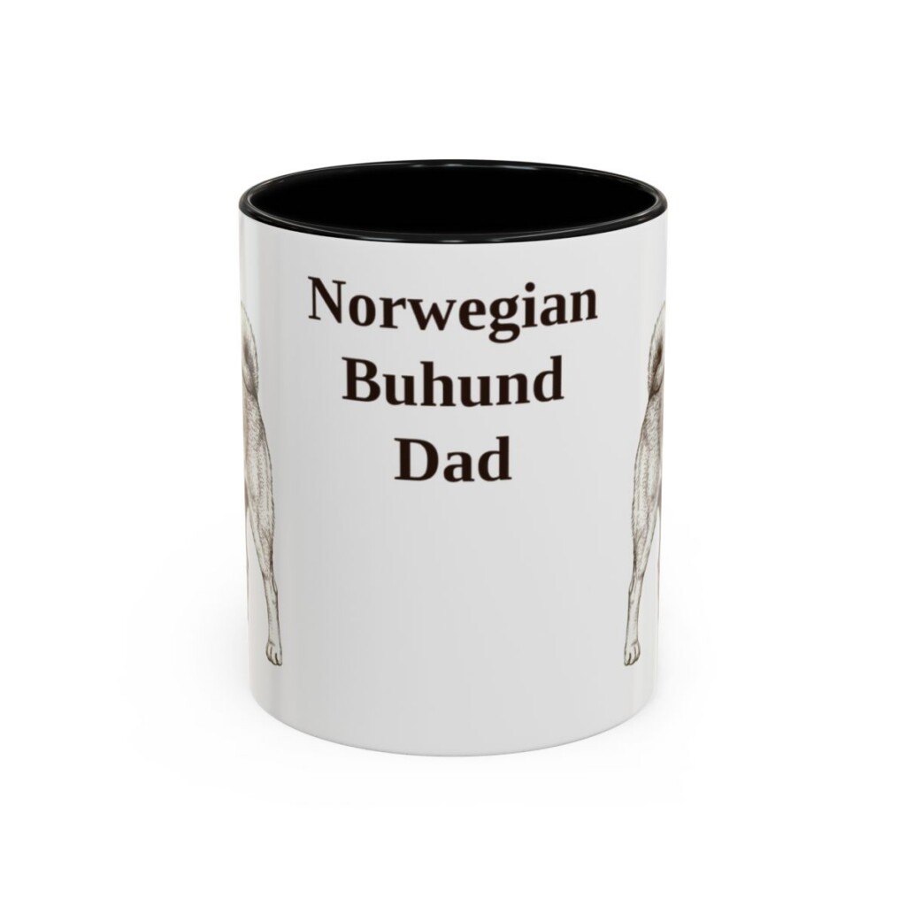11oz Norwegian Buhund Dog Dad Mug, Black, front view