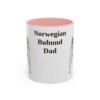 11oz Norwegian Buhund Dog Dad Mug, Pink, front view